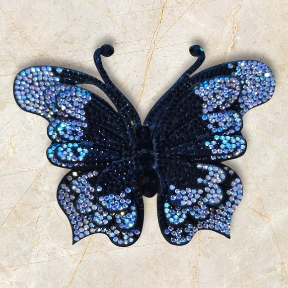 Charmed By SLG Accessories - Black Rhinestone Butterfly Patch Applique